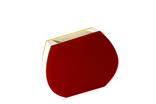 1 VASO VILLEROY & BOCH, PLASTICA ACRILICA ROSSO, BIANCO E GIALLO, PICCOLI DIFETTI 27x24x5 CM