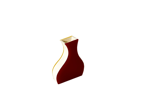 1 VASO VILLEROY & BOCH, PLASTICA ACRILICA ROSSO, BIANCO E GIALLO, PICCOLI DIFETTI 16x20x5 CM