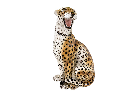 1 STATUA IN PORCELLANA RAFFIGURANTE LEOPARDO, DIFETTI DIM. 45x80x35 CM