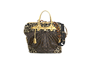 1 BORSA LOUIS VUITTON, EDIZIONE LIMITATA, “MONOGRAM LEOPARD STEAMER BAG”, COLLEZIONE 2006 DI MARC JACOBS PER LOUIS VUITTON, REALIZZATA IN TELA MONOGRAM PLISSETTATA E PELLE DI VITELLO LEOPARDATA, MANICI, CHIUSURA, PORTACHIAVI E INSERTI RIVESTITI IN PELLE DI SERPENTE D\'ACQUA “KARUNG”, TRACOLLA IN CATENA ACRILICA AD ANELLI AMOVIBILE, CINGHIE LATERALI REGOLABILI PER TRASFORMARLA IN BORSA DA VIAGGIO A BORSA DA GIORNO, FORNITA DI LUCCHETTO E CHIAVI DIM. 60x40x40 CM