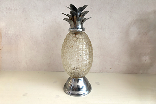 1 BOTTIGLIA “ANANAS” CARILLON IN VETRO E METALLO COLORE ARGENTO DIM. 12x28 CM