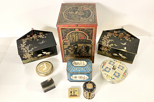 9 SCATOLE VINTAGE IN LATTA, PICCOLI DIFETTI