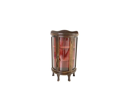 1 PICCOLA VETRINA ESPOSITIVA, IN LEGNO E VETRO, PICCOLI DIFETTI, DIM. 34x59x16 CM