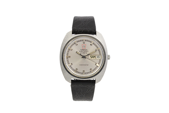 1 OROLOGIO OMEGA CHRONOMETER MEN ELECTRONIC REF. 198.031 MOVIMENTO F300Hz DIAPASON CON CASSA IN ACCIAIO E CINTURINO IN PELLE (FUNZIONANTE)