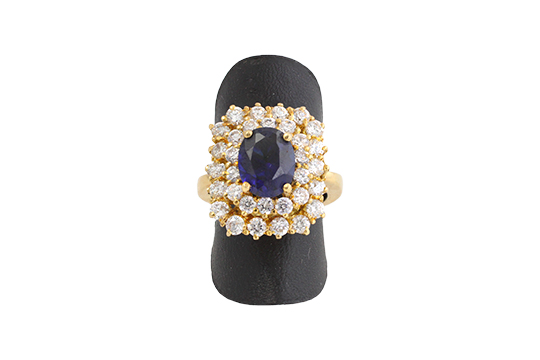 1 ANELLO IN O.G. 18 KR. CON PIETRE SEMIPREZIOSE GR. TOT. 12,50
