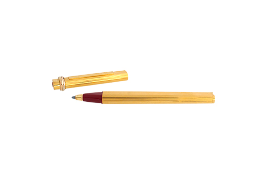 1 PENNA A SFERA CARTIER, TRINITY, CON STRUTTURA IN METALLO PLACCATO ORO, PICCOLI DIFETTI (FUNZIONANTE)