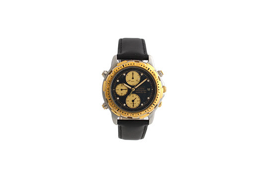 1 OROLOGIO SEIKO SPORTS 150 MEN QUARZO CRONOGRAFO ALARM CON CASSA IN ACCIAIO E METALLO DORATO E CINTURINO IN PELLE (FUNZIONANTE)