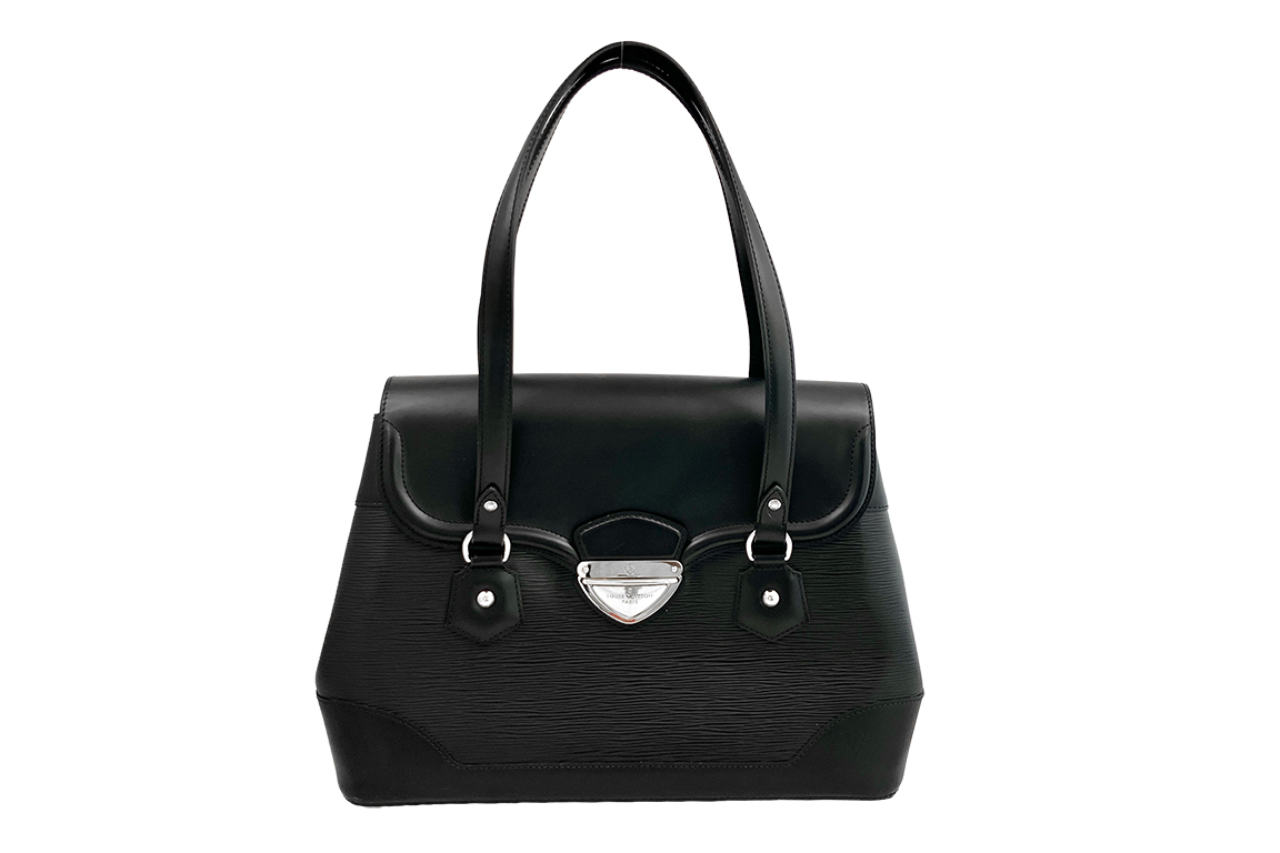 1 BORSA LOUIS VUITTON BAGATELLE GM IN PELLE EPI COLORE NERO CON FINITURE IN PELLE LISCIA, CHIUSURA A PATTA CON DETTAGLI IN METALLO COLORE ARGENTO, DOPPI MANICI, PORTABILITÀ A MANO E A SPALLA, FORNITA DI CERTIFICATO DI AUTENTICITÀ ENTRUPY DIM. 40x29x16 CM