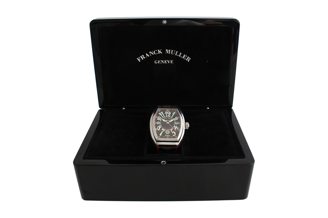 1 OROLOGIO FRANCK MULLER CONQUISTADOR KING MEN AUTOMATICO REF. 8005SC (SEGMENTO ROTORE IN PLATINO 950‰) CON CASSA IN ACCIAIO E CINTURINO IN PELLE, FORNITO DI SCATOLA E GARANZIA ORIGINALI (FUNZIONANTE)