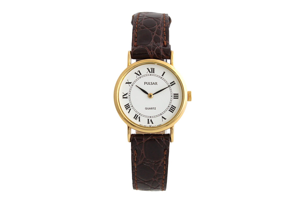 1 OROLOGIO PULSAR LADY QUARZO CON CASSA IN METALLO DORATO E CINTURINO IN PELLE (FUNZIONANTE)