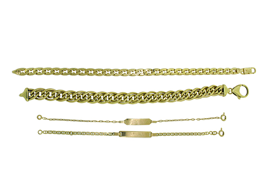 4 BRACCIALI IN O.G. 18 KR. GR. TOT. 51,90
