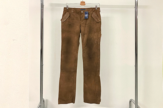 1 PAIO DI PANTALONI “RALPH LAUREN” PELLE SCAMOSCIATA, COLORE MARRONE, TAGLIA 44
