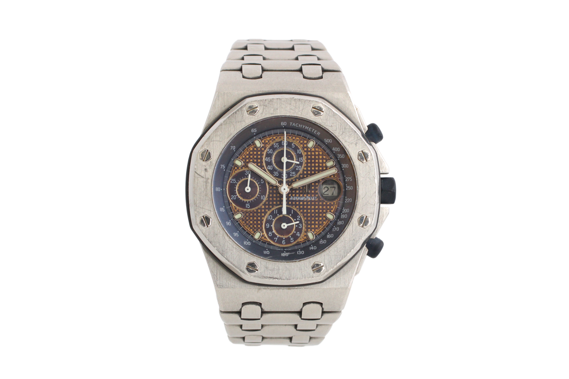 1 OROLOGIO AUDEMARS PIGUET “ROYAL OAK OFFSHORE” REF. 25721TI CRONOGRAFO MEN AUTOMATICO CON CASSA E BRACCIALE IN ACCIAIO, SEGNI DI USURA E DIFETTI (FUNZIONANTE)