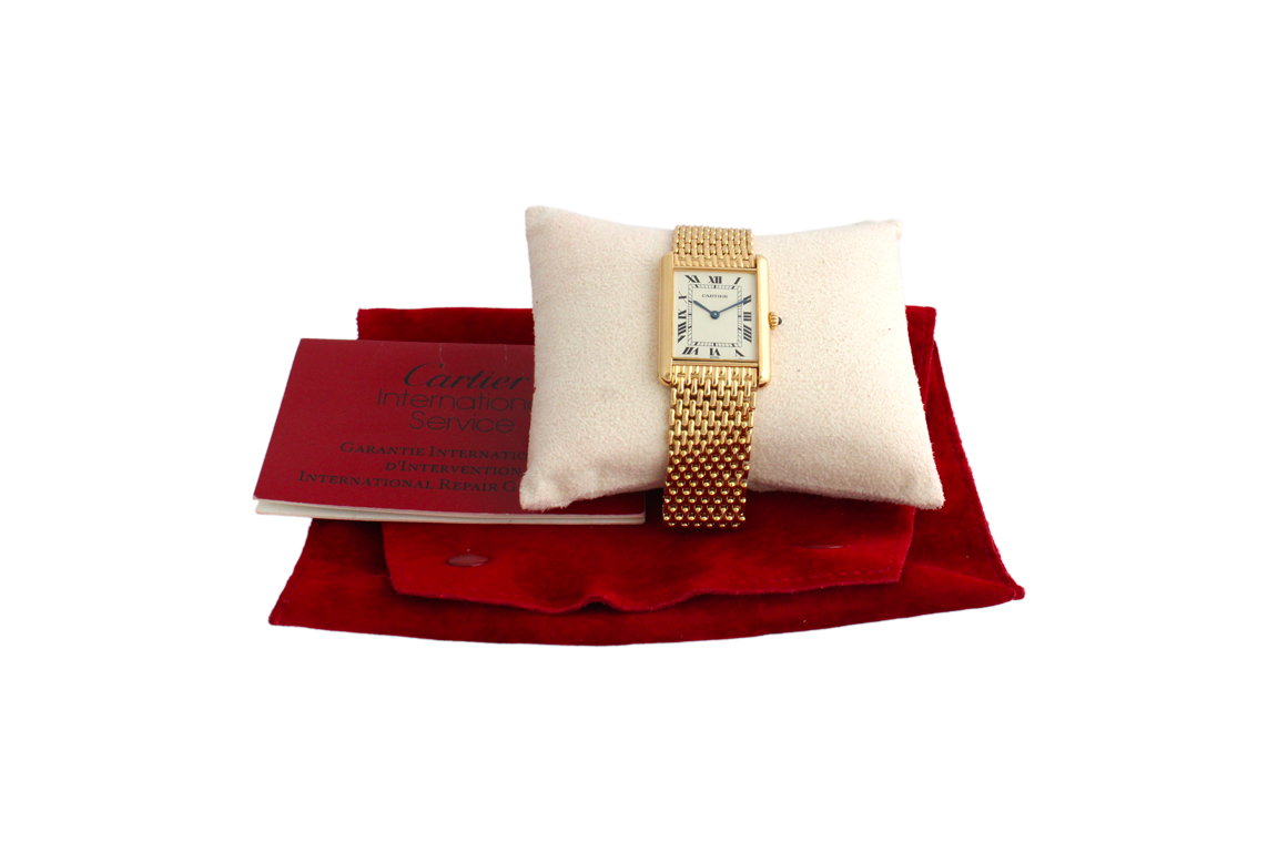 1 OROLOGIO CARTIER TANK "LOUIS CARTIER" REF. 88105 QUARZO CON CASSA E BRACCIALE IN O.G. 18 KR. FORNITO DI CUSTODIA E GARANZIA ORIGINALI (FUNZIONANTE)