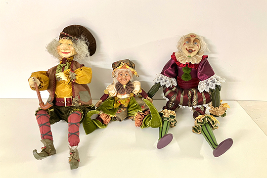 3 PUPAZZI DI CARNEVALE DIM. 60x27x23 25x31x25 65x30x12 CM
